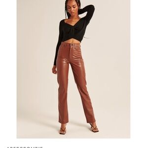 Abercrombie vegan brown leather 90s straight pants